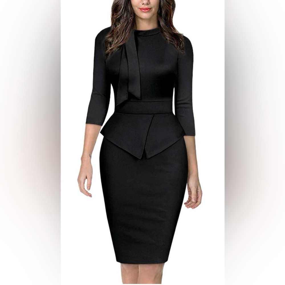 MOYABO Beaty Elegant Black Midi Dress. Size large